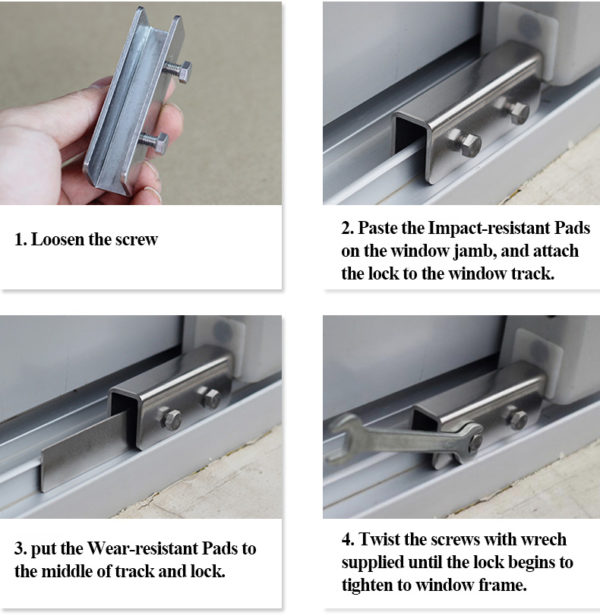 Doublelock Design Sliding Window Lock Stainless Steel(2 Pack) iHomeson